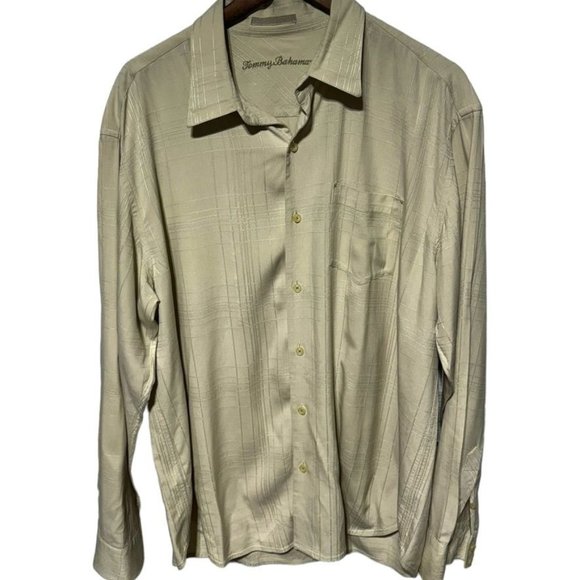 Tommy Bahama Beige Silk Shirt Size XL - Picture 1 of 8
